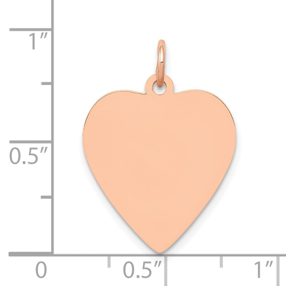 Alternate view of the 14k Rose Gold Engravable Heart Disc Charm or Pendant, 18mm by The Black Bow Jewelry Co.