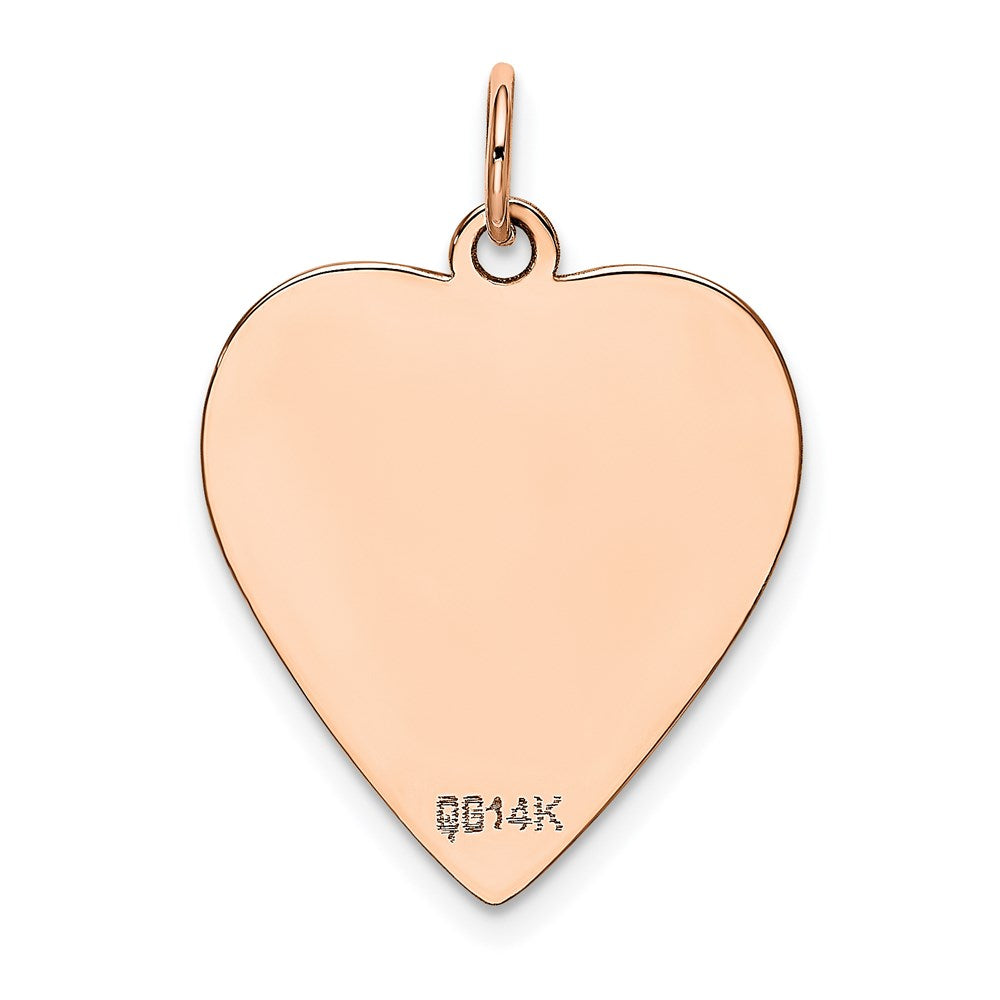 Alternate view of the 14k Rose Gold Engravable Heart Disc Charm or Pendant, 19mm by The Black Bow Jewelry Co.