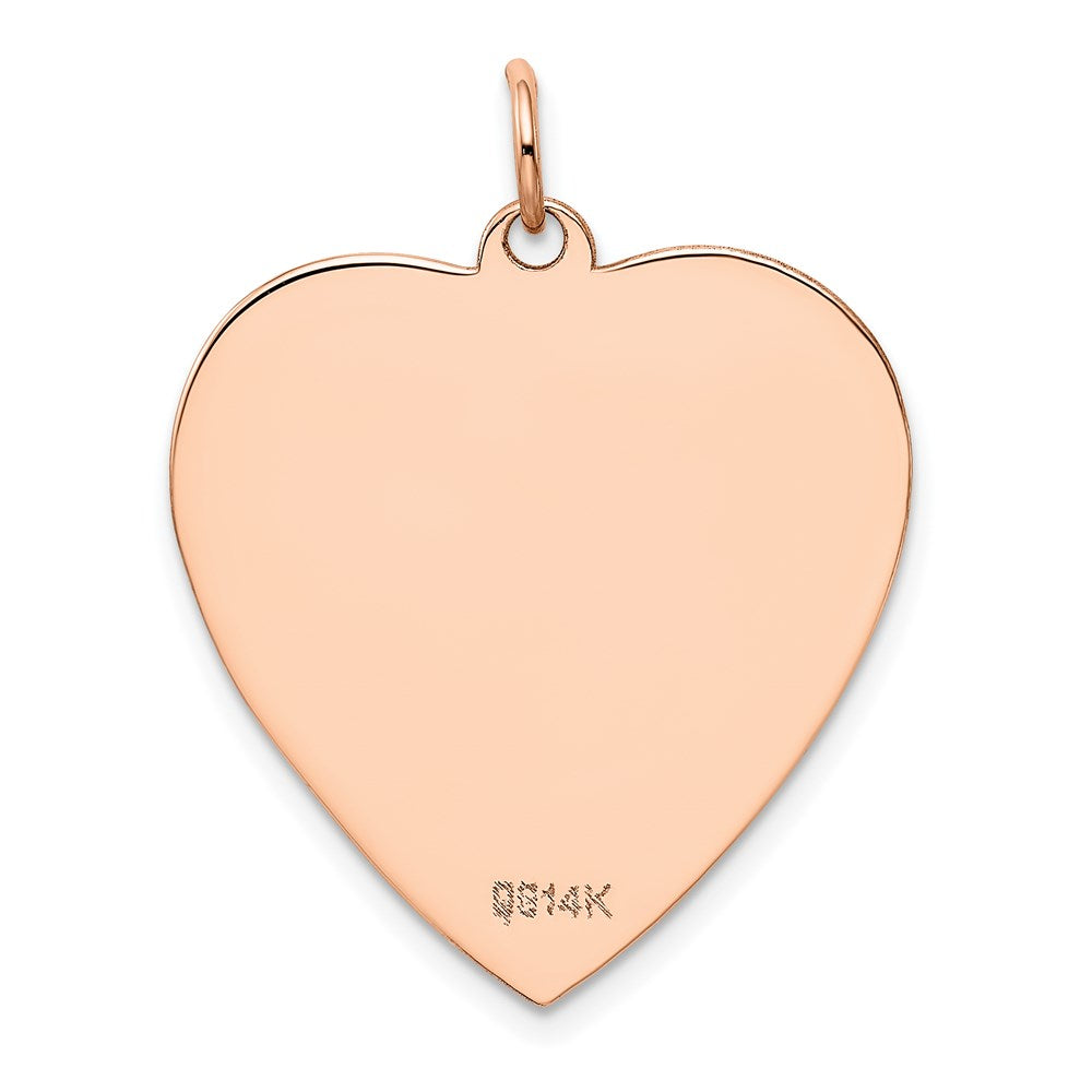 Alternate view of the 14k Rose Gold Engravable Heart Disc Pendant, 24mm by The Black Bow Jewelry Co.