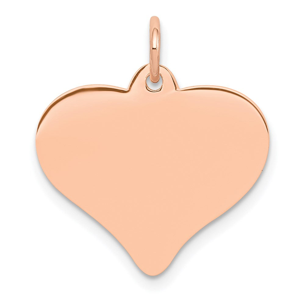 14k Rose Gold Heart Disc Charm or Pendant, 18mm, Item P25775 by The Black Bow Jewelry Co.