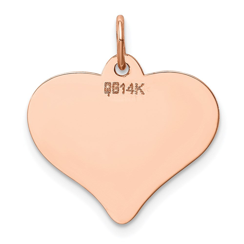Alternate view of the 14k Rose Gold Heart Disc Charm or Pendant, 18mm by The Black Bow Jewelry Co.