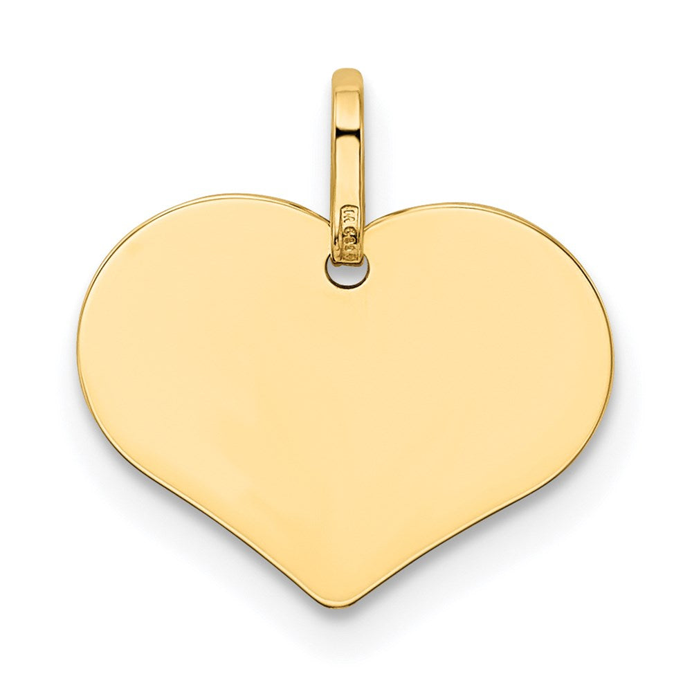 Alternate view of the 14k Yellow Gold Engravable Heart Charm or Pendant, 14mm by The Black Bow Jewelry Co.