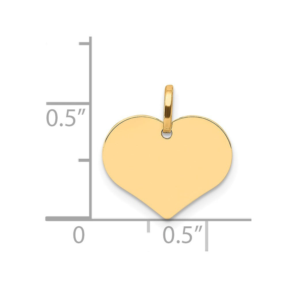 Alternate view of the 14k Yellow Gold Engravable Heart Charm or Pendant, 14mm by The Black Bow Jewelry Co.