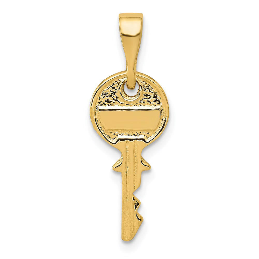 14k Yellow Gold Polished Key Pendant, 8mm, Item P25781 by The Black Bow Jewelry Co.