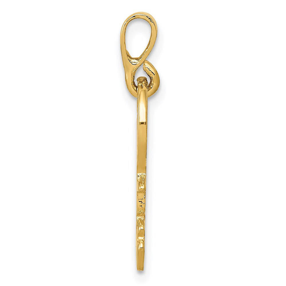 Alternate view of the 14k Yellow Gold Polished Key Pendant, 8mm by The Black Bow Jewelry Co.