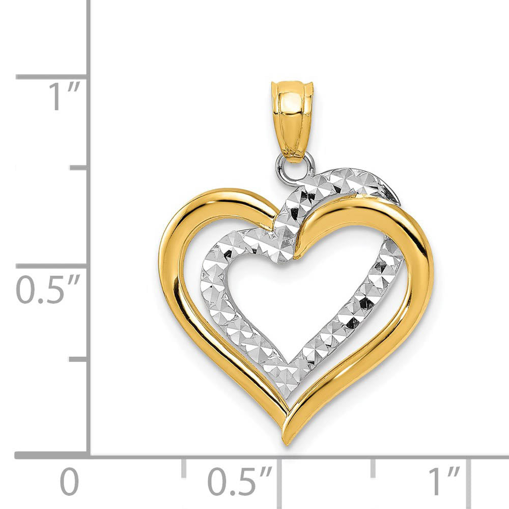 Alternate view of the 14k Two Tone Gold Diamond Cut Intertwined Hearts Pendant, 19mm by The Black Bow Jewelry Co.