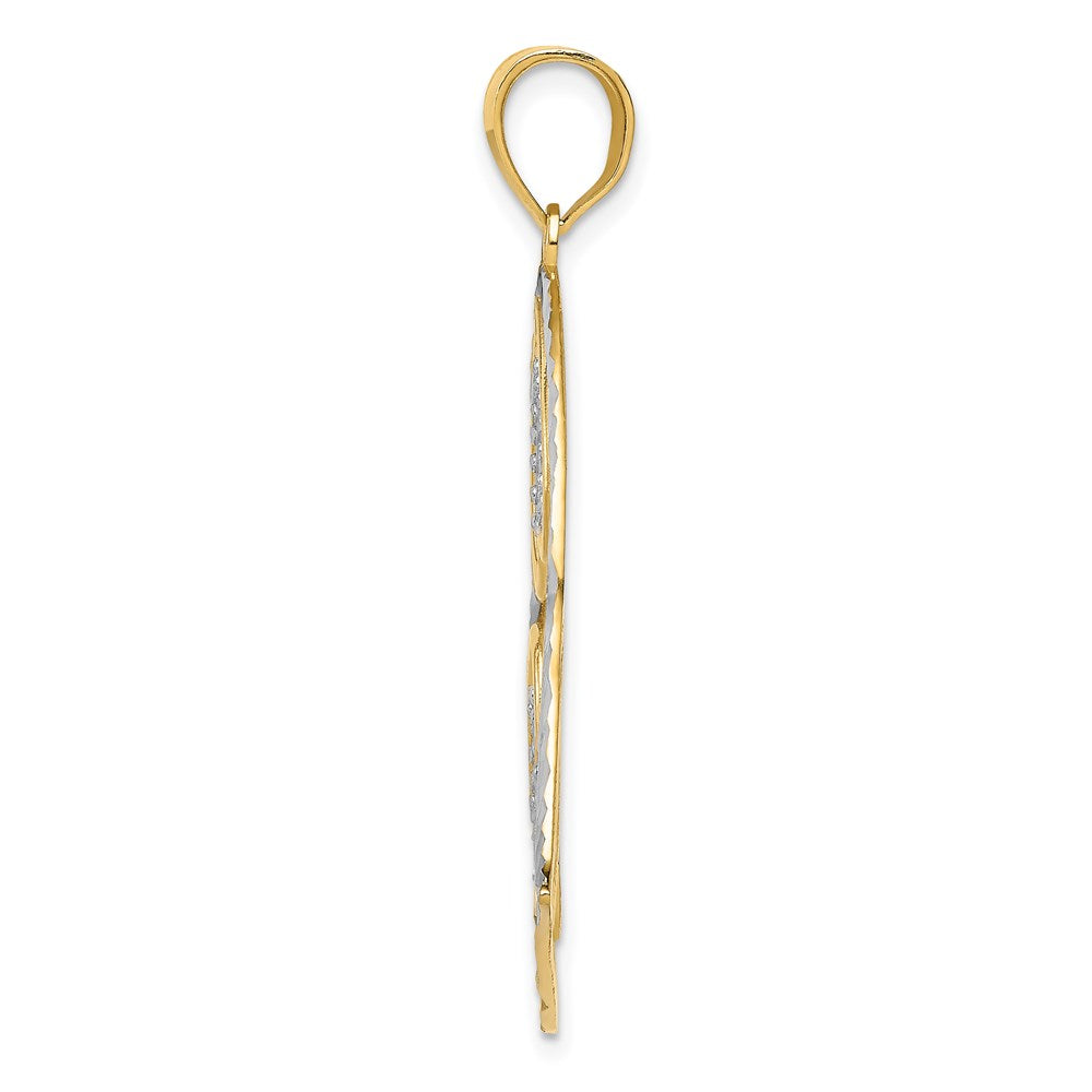 Alternate view of the 14k Yellow Gold & White Rhodium Diamond Cut Multi Heart Pendant, 31mm by The Black Bow Jewelry Co.