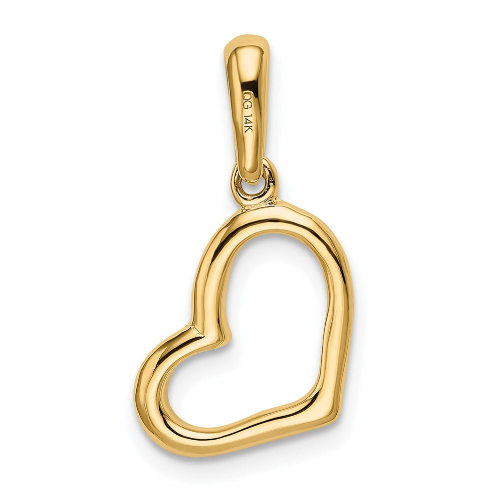 Alternate view of the 14k Yellow Gold Polished Plain Heart Pendant, 13mm by The Black Bow Jewelry Co.