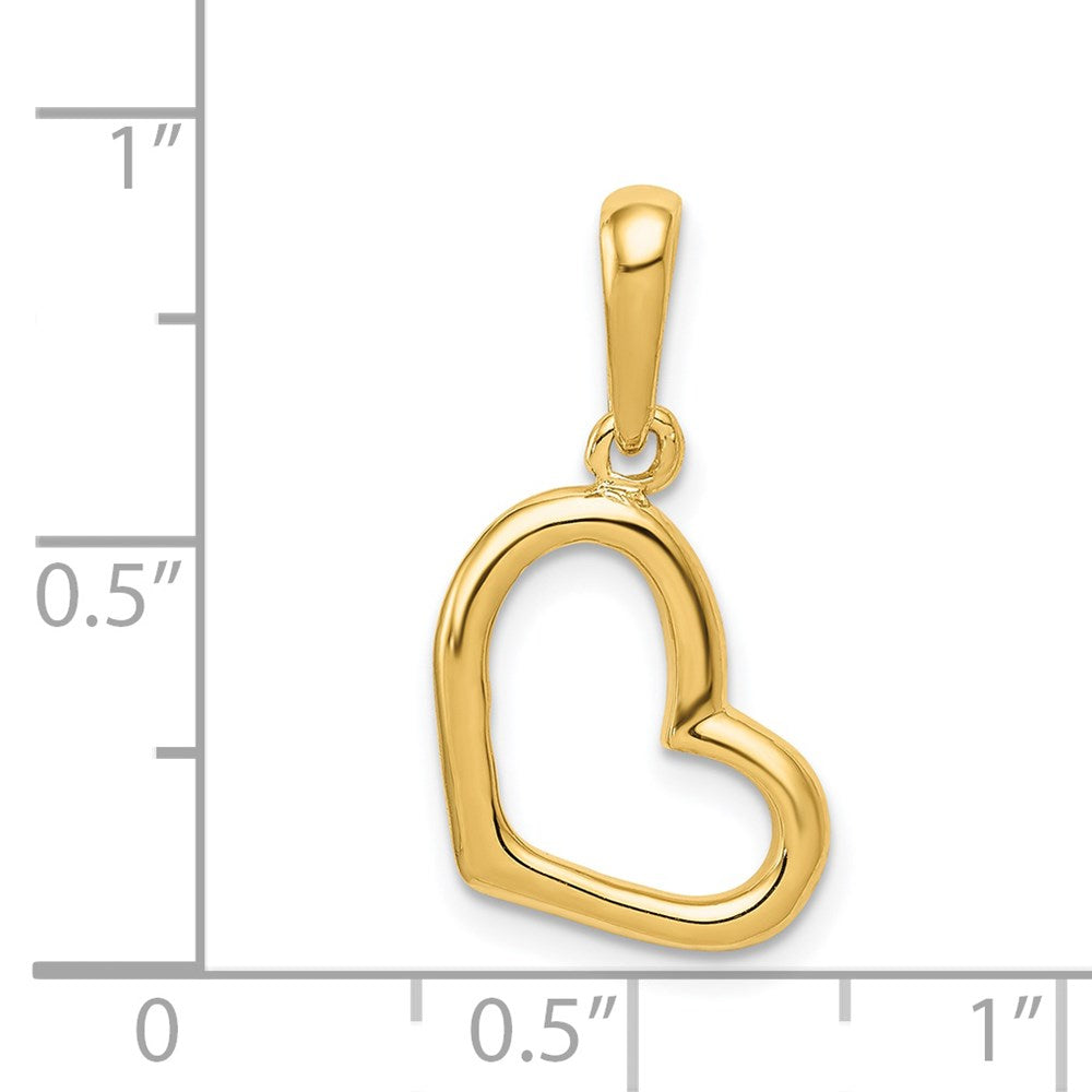 Alternate view of the 14k Yellow Gold Polished Plain Heart Pendant, 13mm by The Black Bow Jewelry Co.