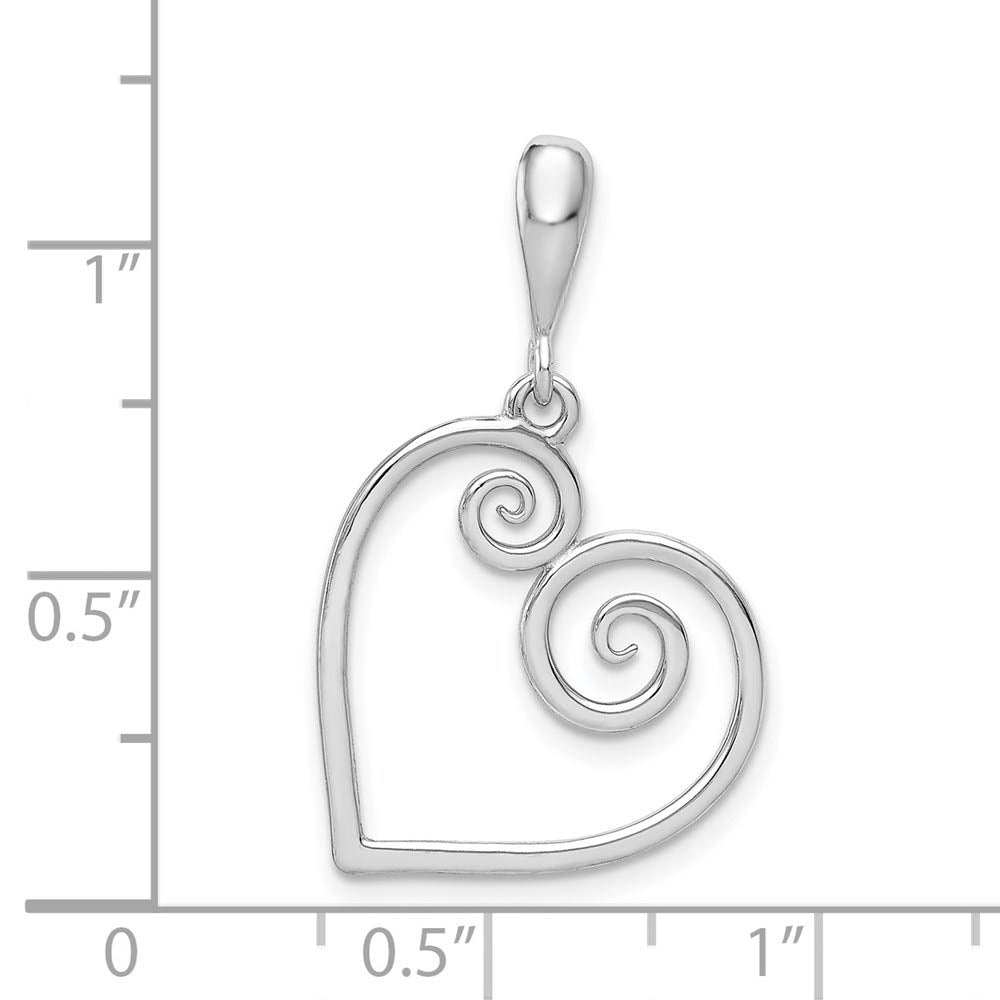 Alternate view of the 14k White Gold Open Scroll Heart Pendant, 18mm by The Black Bow Jewelry Co.