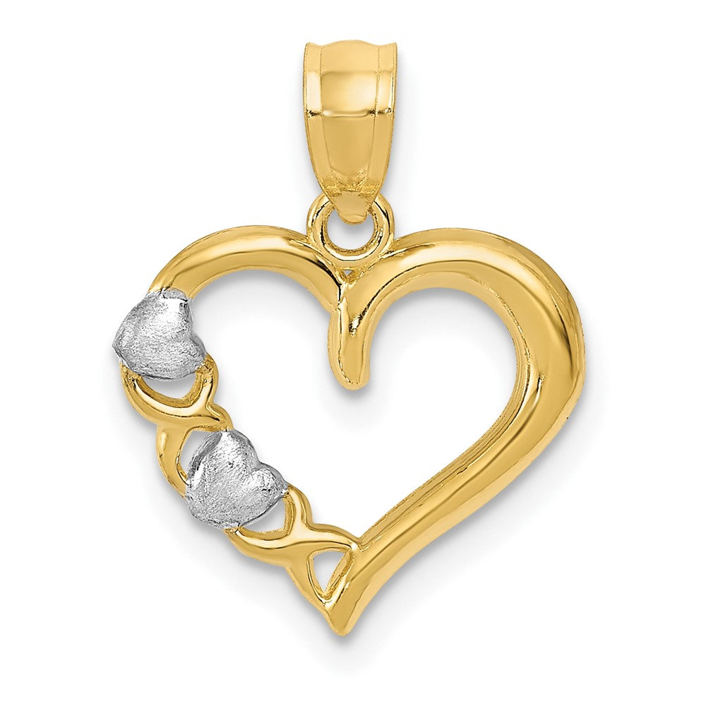 14k Yellow Gold and White Rhodium Heart Pendant, 15mm, Item P25795 by The Black Bow Jewelry Co.