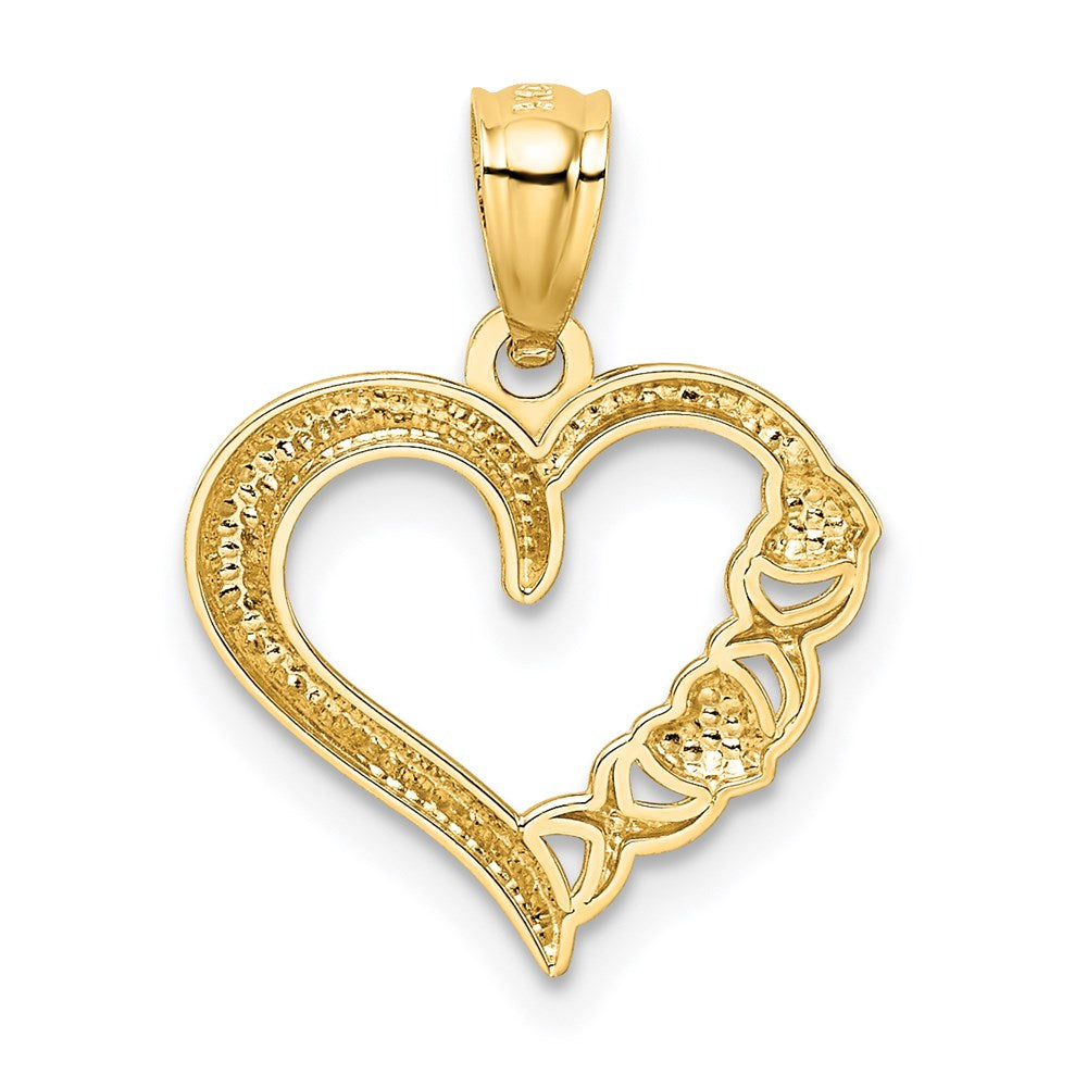 Alternate view of the 14k Yellow Gold and White Rhodium Heart Pendant, 15mm by The Black Bow Jewelry Co.