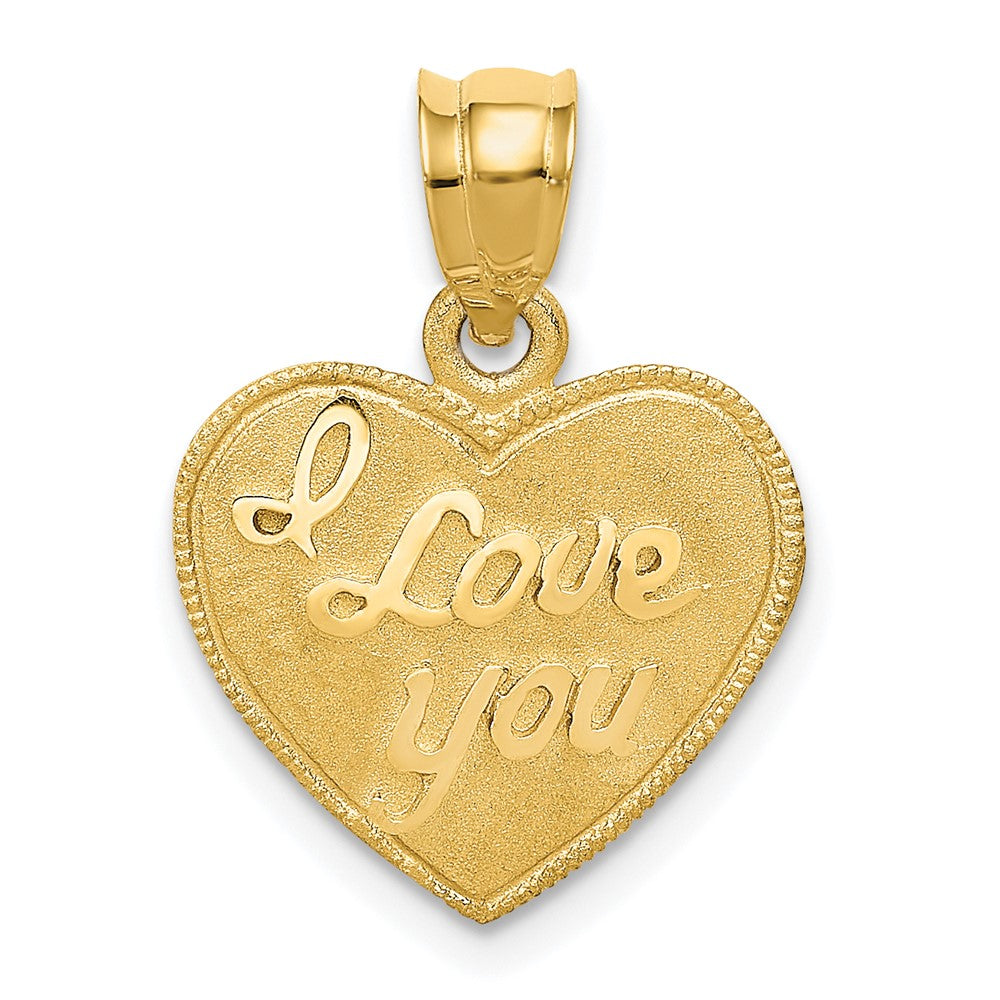 14k Yellow Gold I Love You Heart Charm or Pendant, 14mm, Item P25797 by The Black Bow Jewelry Co.