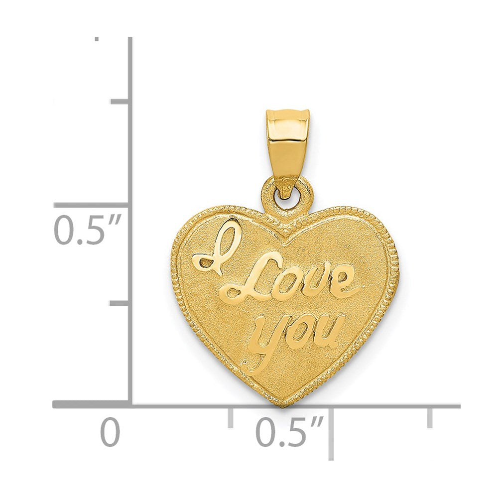 Alternate view of the 14k Yellow Gold I Love You Heart Charm or Pendant, 14mm by The Black Bow Jewelry Co.
