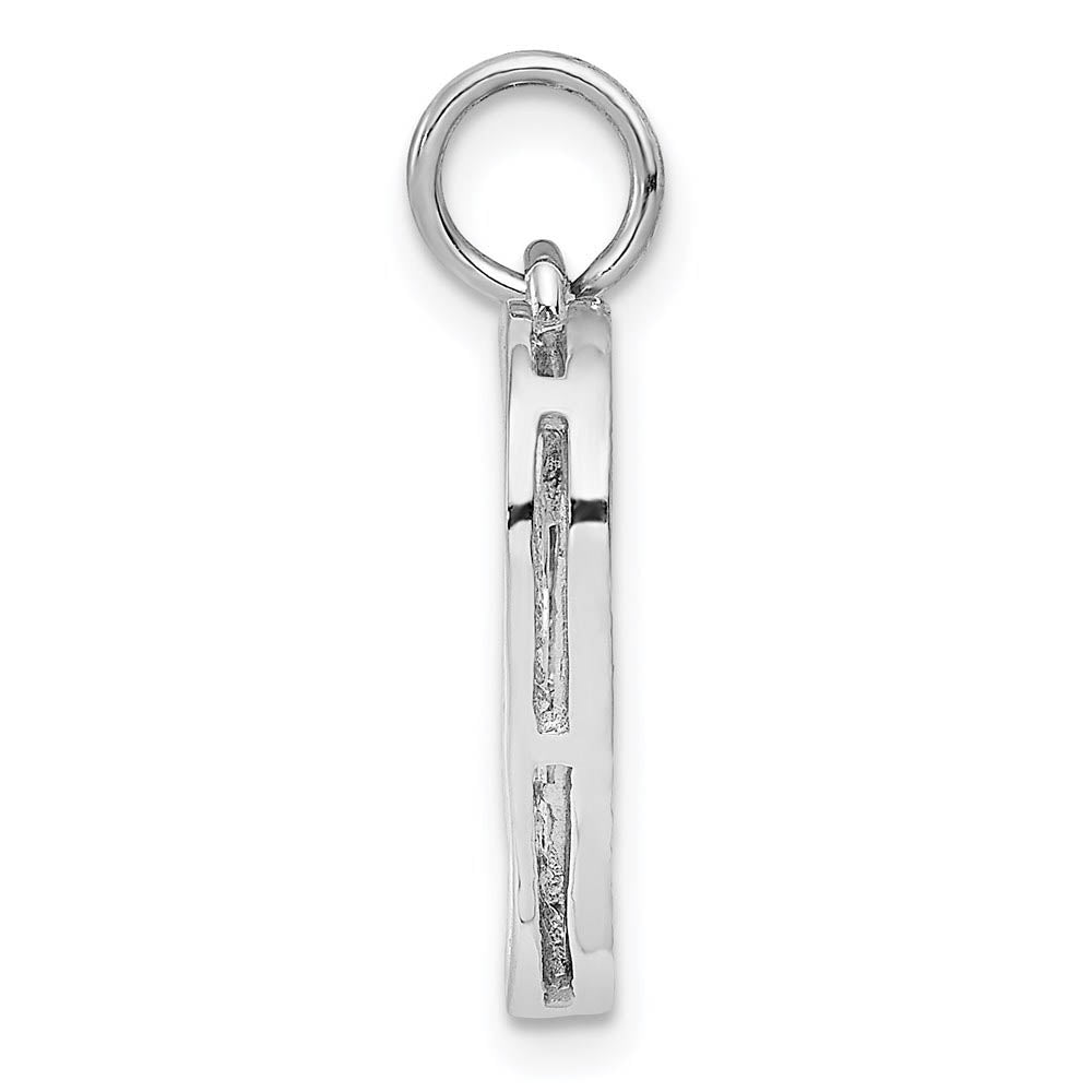 Alternate view of the 14k White Gold Diamond Cut Filigree Heart Charm or Pendant, 17mm by The Black Bow Jewelry Co.