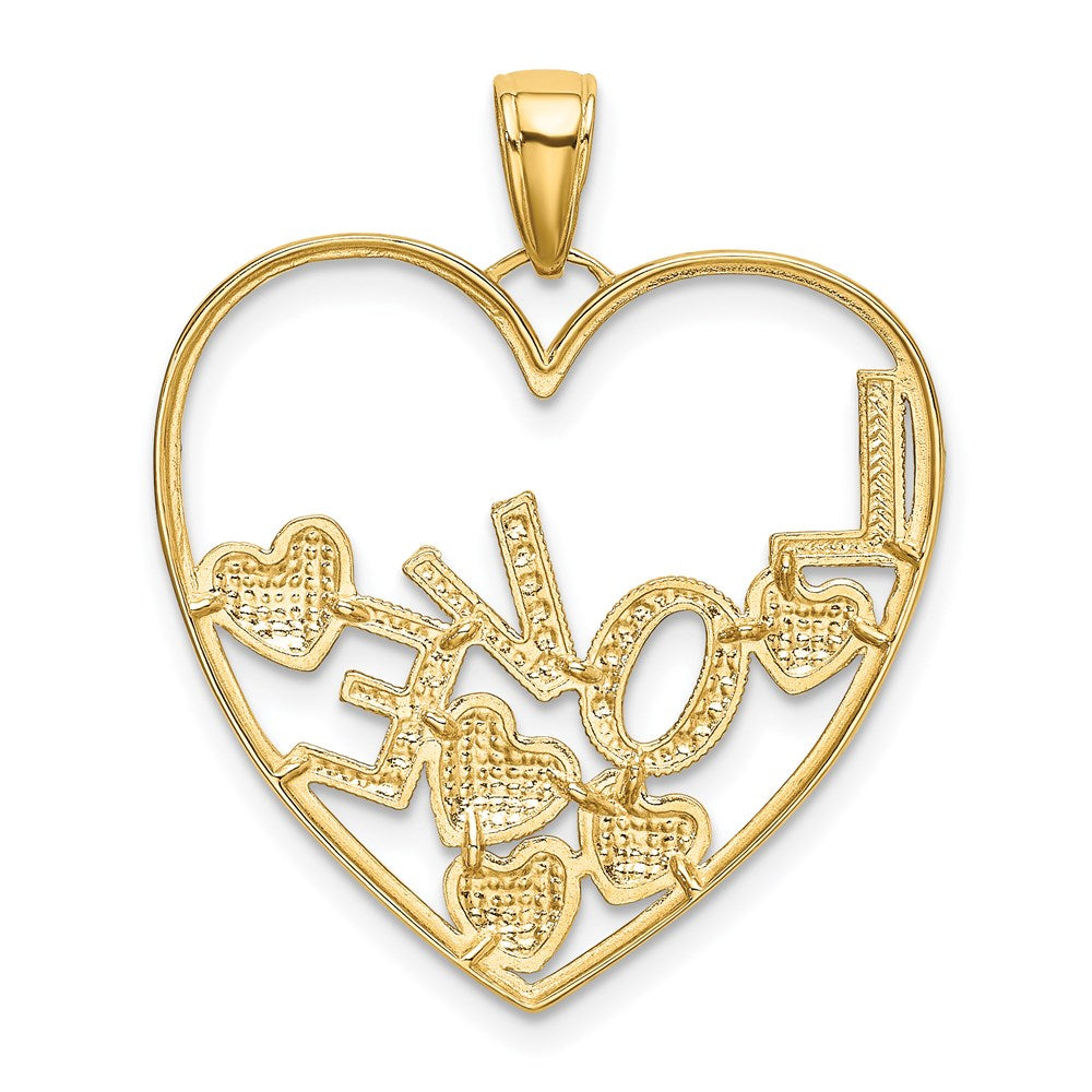 Alternate view of the 14k Yellow Gold and White Rhodium Floating Love Hearts Pendant, 25mm by The Black Bow Jewelry Co.