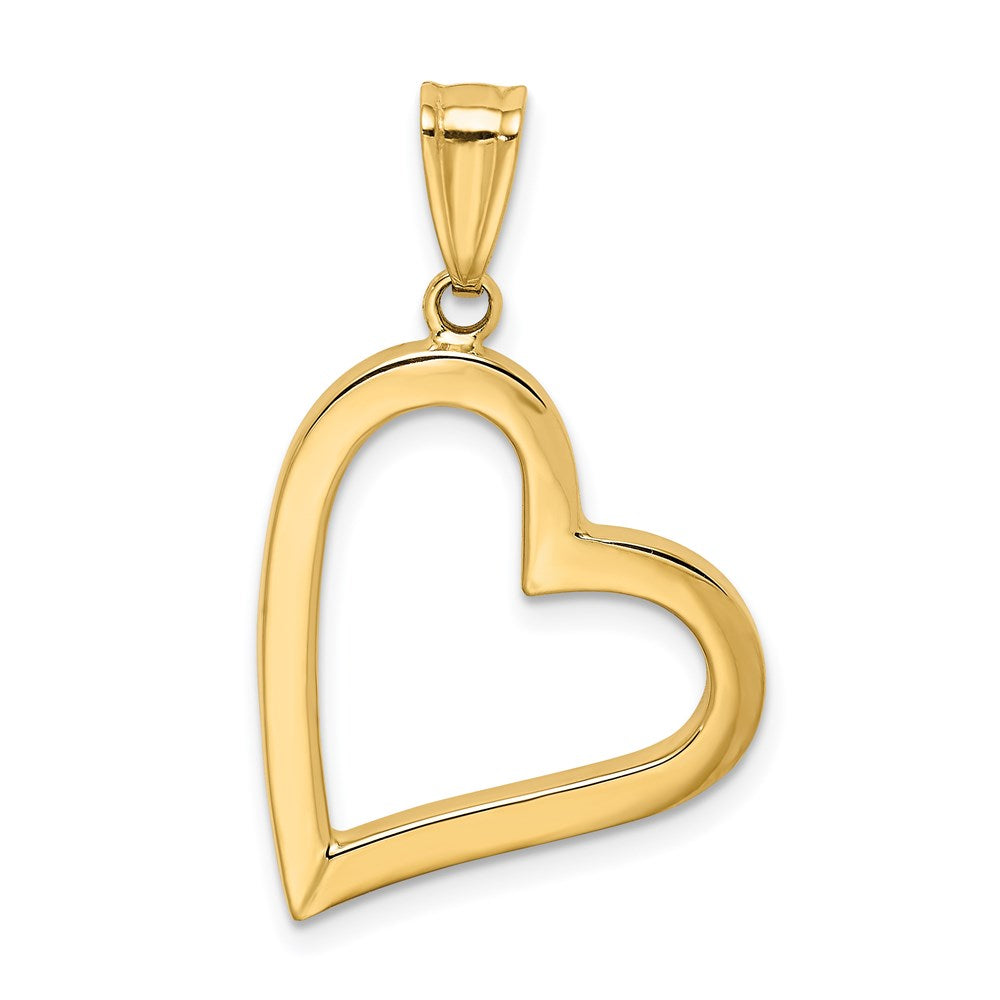 Alternate view of the 14k Yellow Gold Hollow Heart Pendant, 17mm by The Black Bow Jewelry Co.