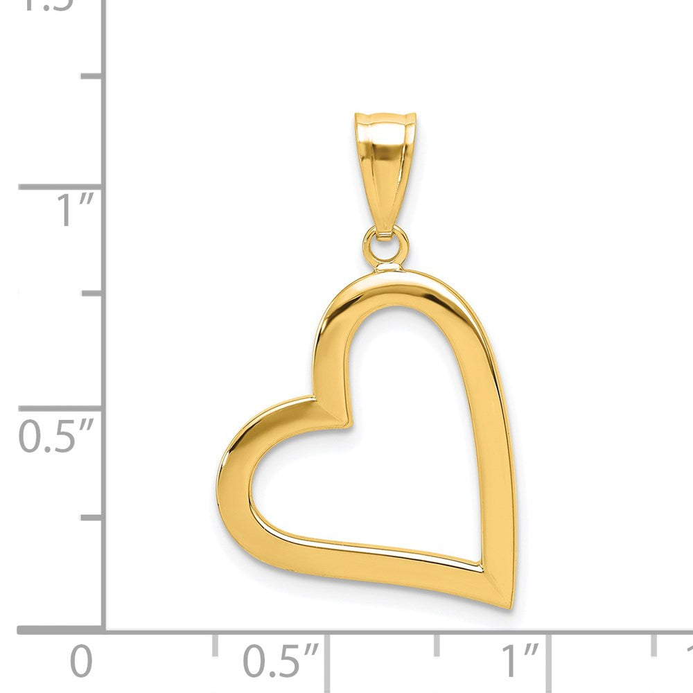 Alternate view of the 14k Yellow Gold Hollow Heart Pendant, 17mm by The Black Bow Jewelry Co.