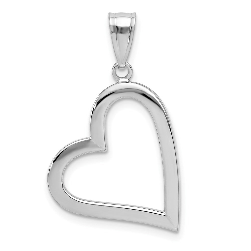 14k White Gold Hollow Heart Pendant, 17mm, Item P25827 by The Black Bow Jewelry Co.
