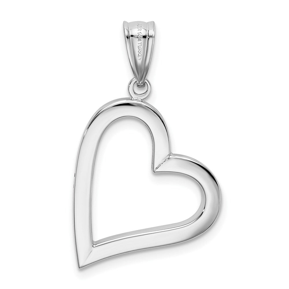 Alternate view of the 14k White Gold Hollow Heart Pendant, 17mm by The Black Bow Jewelry Co.