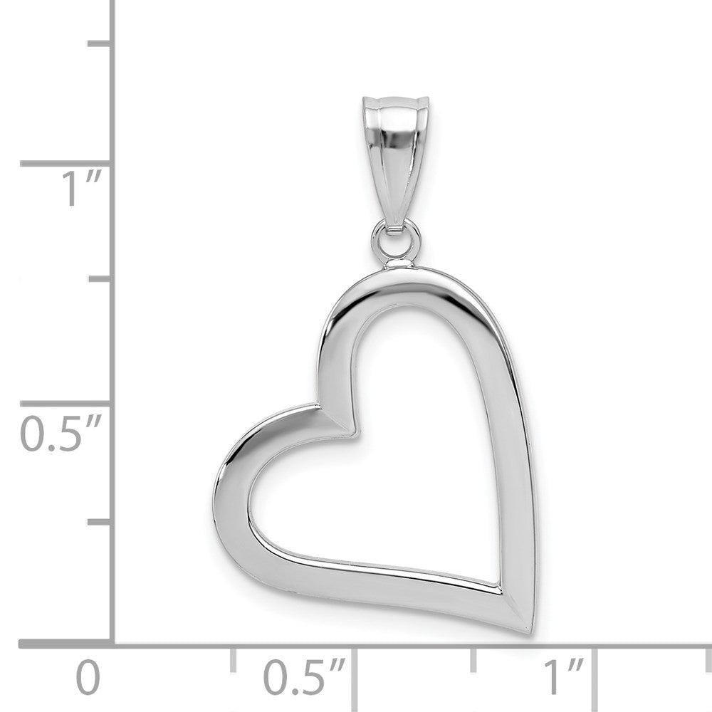 Alternate view of the 14k White Gold Hollow Heart Pendant, 17mm by The Black Bow Jewelry Co.
