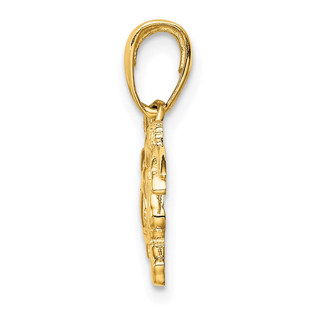 Alternate view of the 14k Yellow Gold Flying Cherubs Holding-Heart Pendant, 28mm by The Black Bow Jewelry Co.