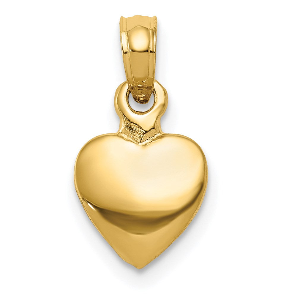 14k Yellow Gold Hollow Polished Mini Heart Pendant, 8mm, Item P25830 by The Black Bow Jewelry Co.