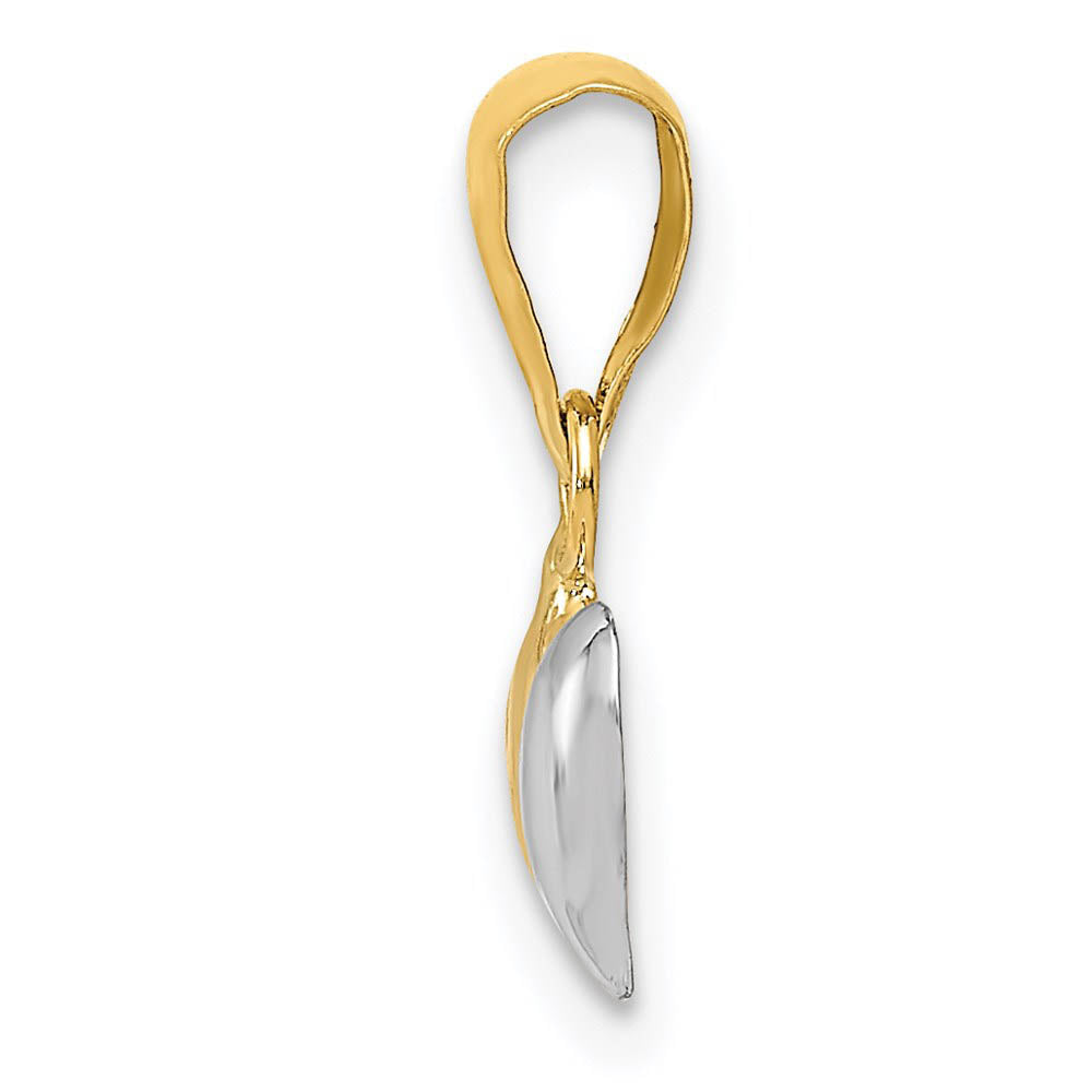 Alternate view of the 14k Yellow Gold with White Rhodium Hollow Two Heart Pendant, 10mm by The Black Bow Jewelry Co.