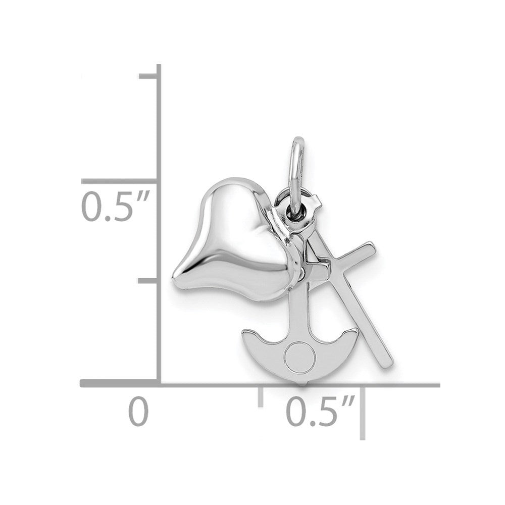 Alternate view of the 14k White Gold Faith, Hope and Charity Triple Charm or Pendant, 8mm by The Black Bow Jewelry Co.