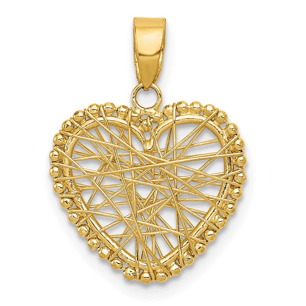 14k Yellow Gold Open Wire Heart Pendant, 15mm, Item P25840 by The Black Bow Jewelry Co.