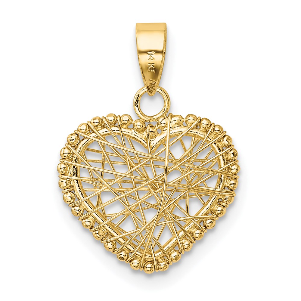 Alternate view of the 14k Yellow Gold Open Wire Heart Pendant, 15mm by The Black Bow Jewelry Co.