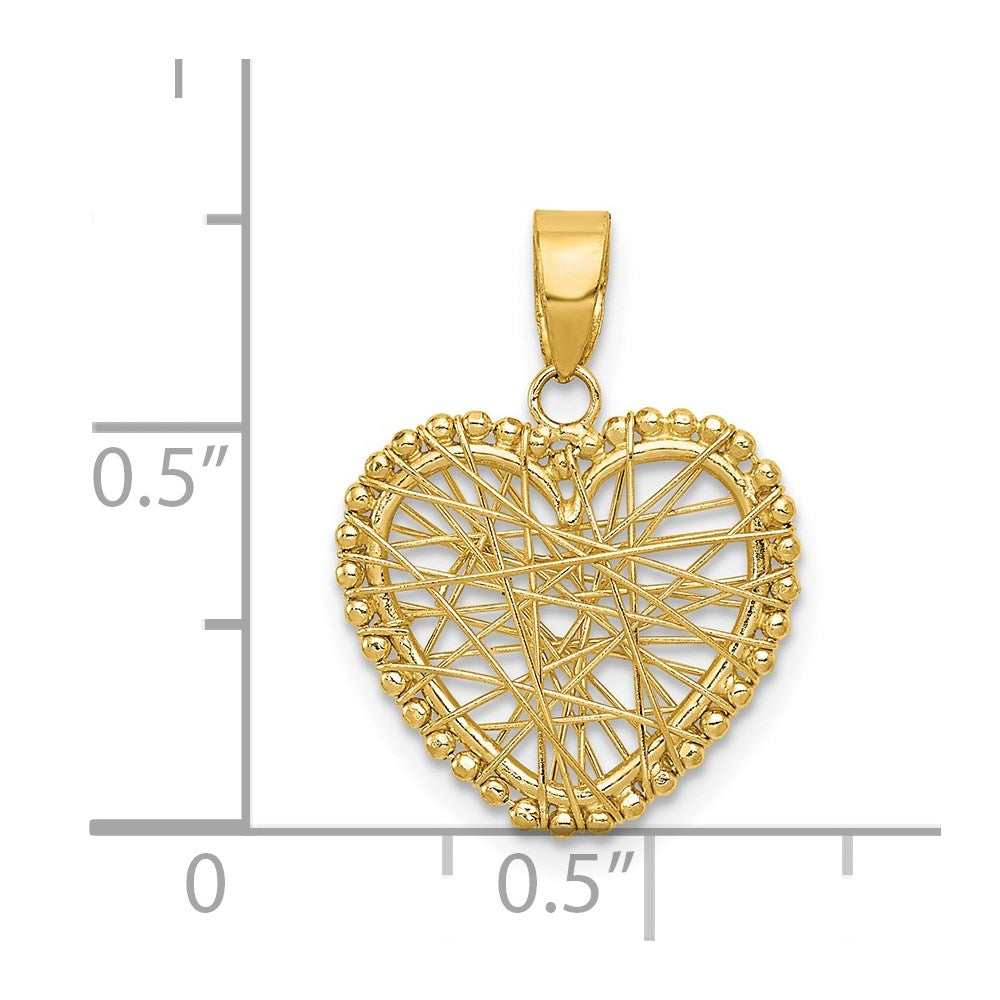 Alternate view of the 14k Yellow Gold Open Wire Heart Pendant, 15mm by The Black Bow Jewelry Co.