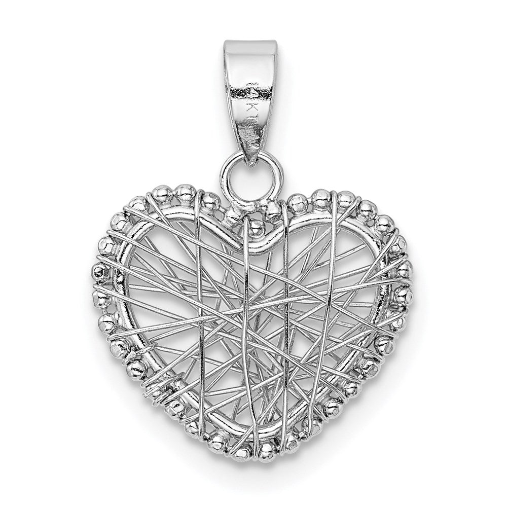 Alternate view of the 14k White Gold Open Wire Heart Pendant, 15mm by The Black Bow Jewelry Co.