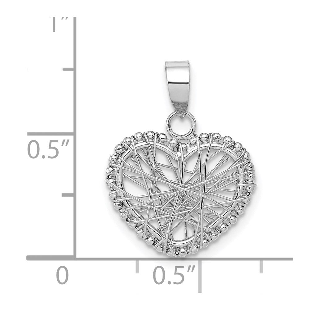 Alternate view of the 14k White Gold Open Wire Heart Pendant, 15mm by The Black Bow Jewelry Co.