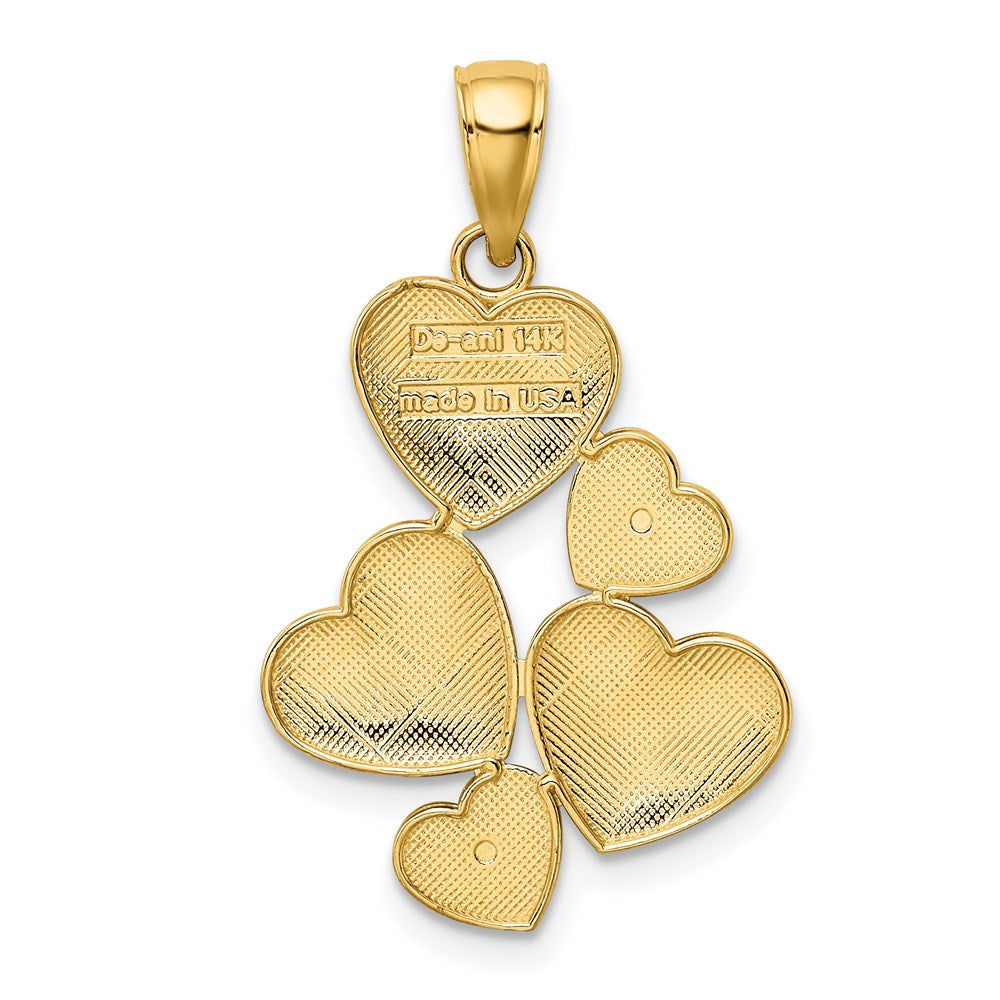 Alternate view of the 14k Yellow Gold and White Rhodium Heart Cluster Pendant, 20mm by The Black Bow Jewelry Co.