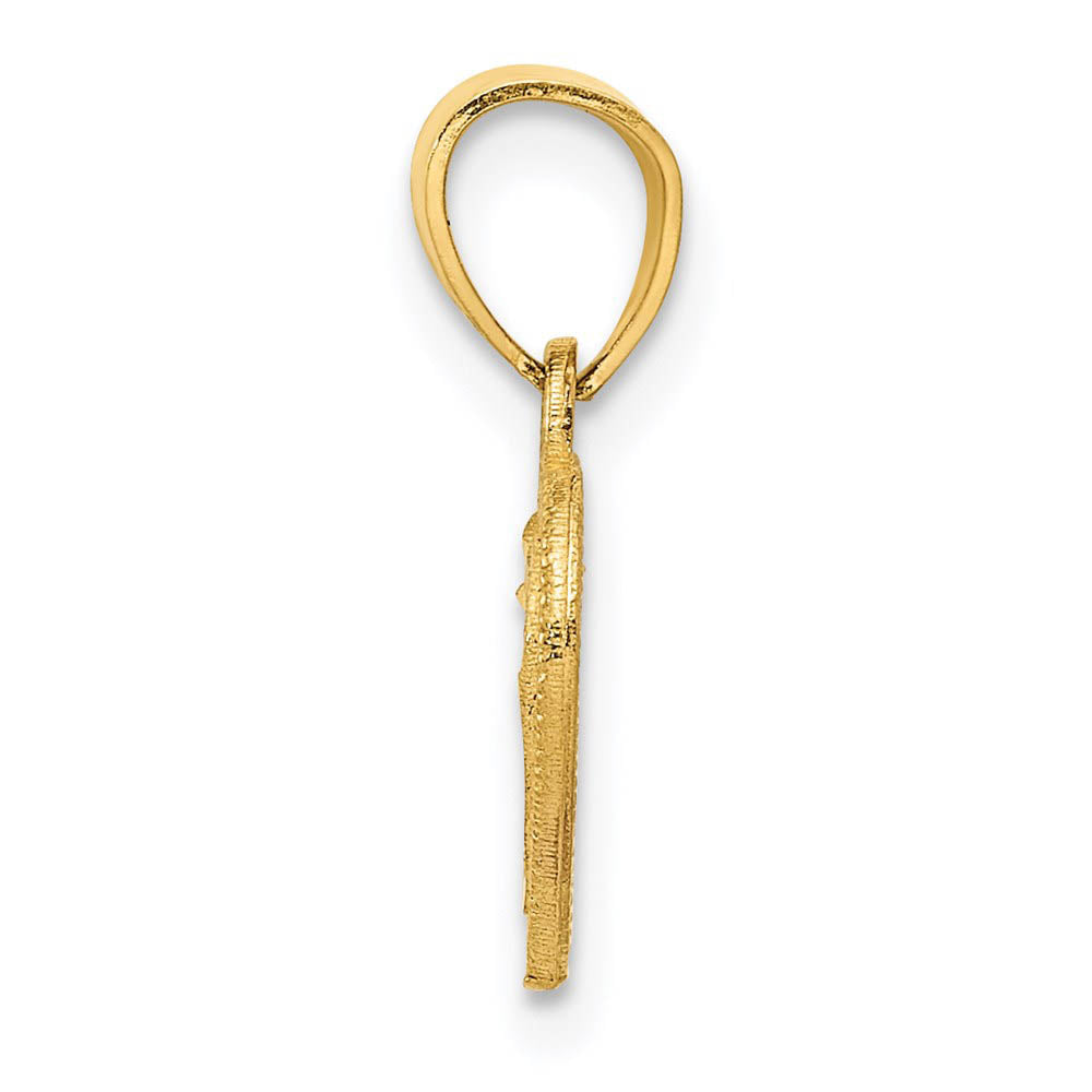 Alternate view of the 14k Yellow Gold Diamond Cut Lattice Heart Pendant, 10mm by The Black Bow Jewelry Co.