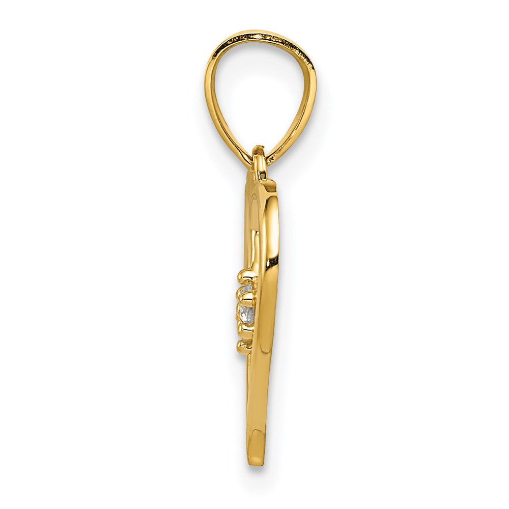 Alternate view of the 14k Yellow Gold & Cubic Zirconia Cut Out Heart Pendant, 13mm by The Black Bow Jewelry Co.