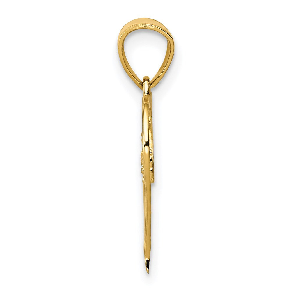 Alternate view of the 14k Yellow Gold & CZ Three Stone Heart Pendant, 13mm by The Black Bow Jewelry Co.