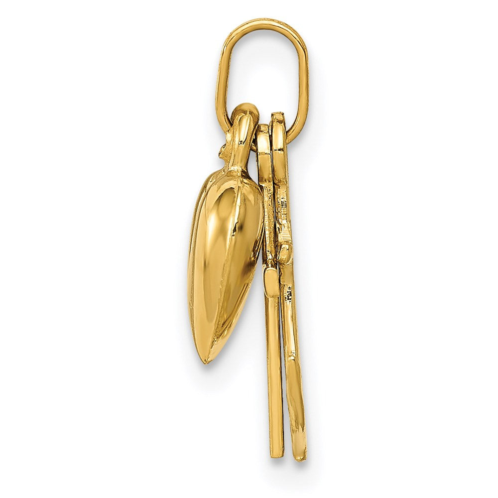 Alternate view of the 14k Yellow Gold Hollow Faith, Hope and Charity Triple Charm, 7-8mm by The Black Bow Jewelry Co.