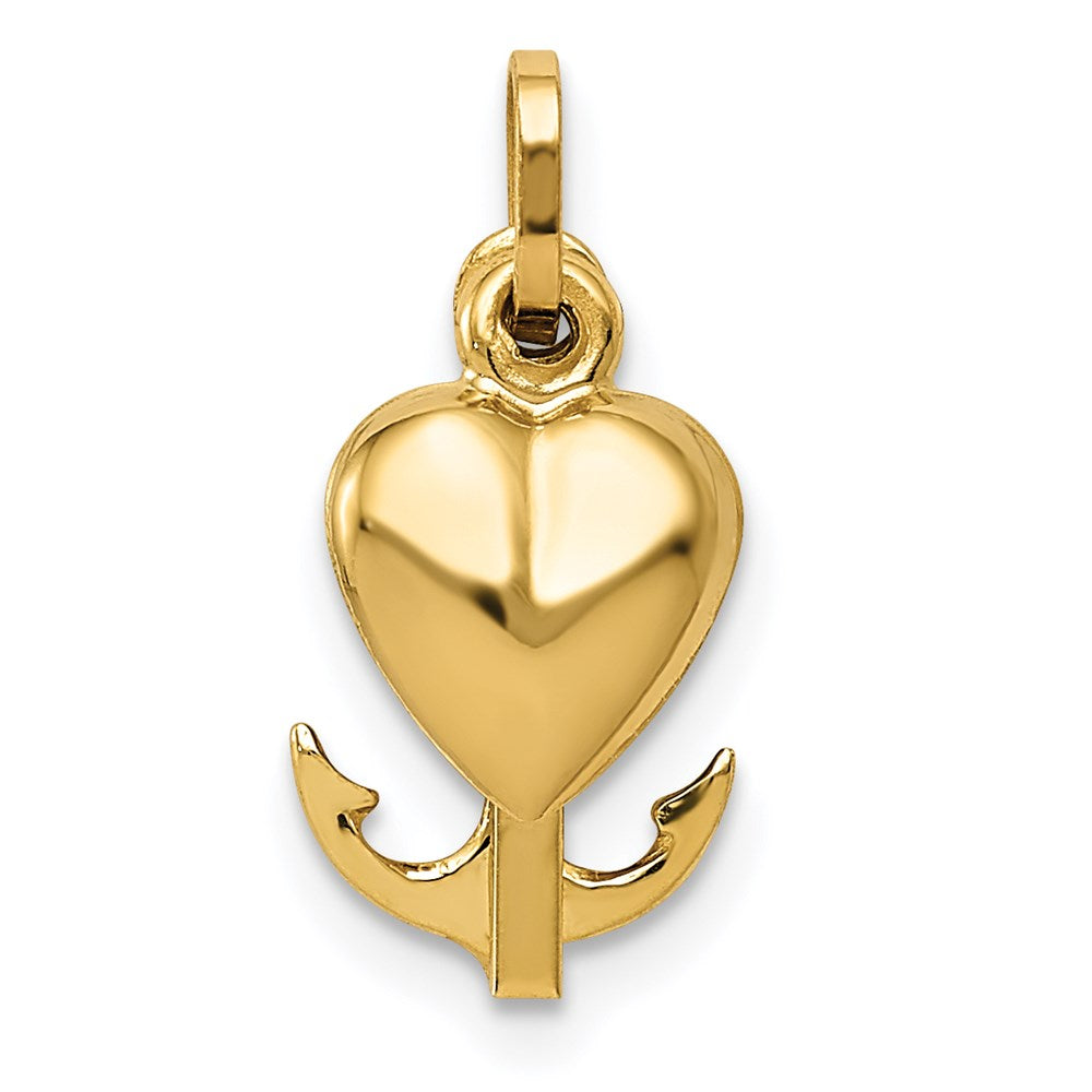 Alternate view of the 14k Yellow Gold Hollow Faith, Hope and Charity Triple Charm, 7-8mm by The Black Bow Jewelry Co.