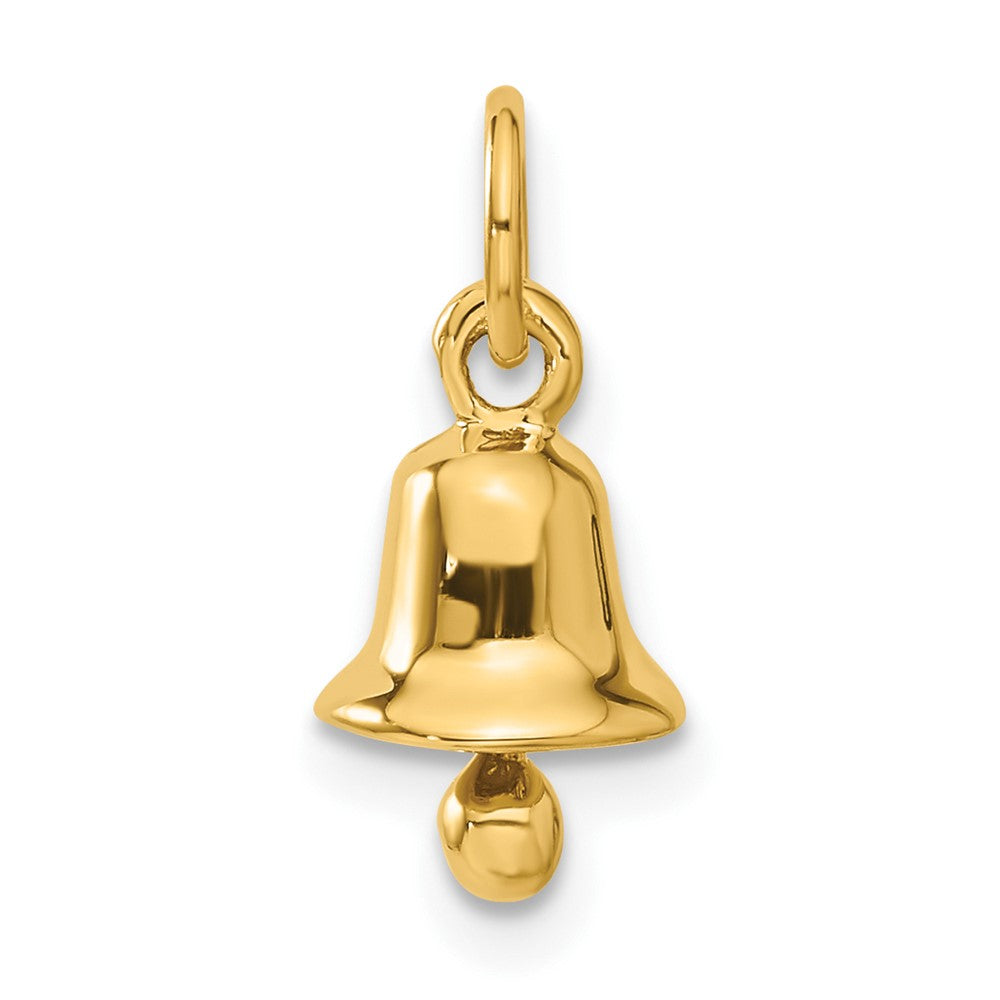 Alternate view of the 14k Yellow Gold Wedding Bell Charm or Pendant, 8mm by The Black Bow Jewelry Co.