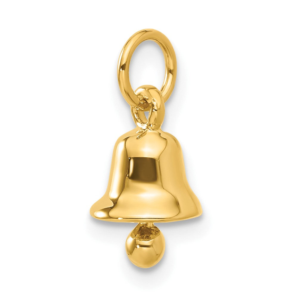 Alternate view of the 14k Yellow Gold Wedding Bell Charm or Pendant, 8mm by The Black Bow Jewelry Co.