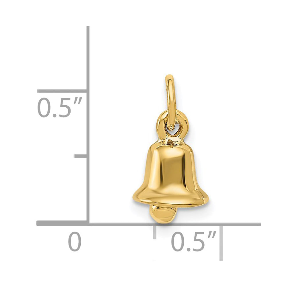 Alternate view of the 14k Yellow Gold Wedding Bell Charm or Pendant, 8mm by The Black Bow Jewelry Co.