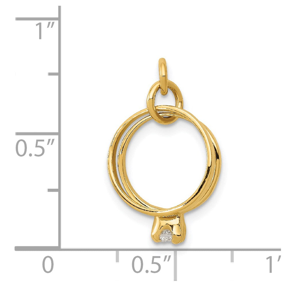 Alternate view of the 14k Yellow Gold & CZ Wedding Rings Charm or Pendant, 11mm by The Black Bow Jewelry Co.