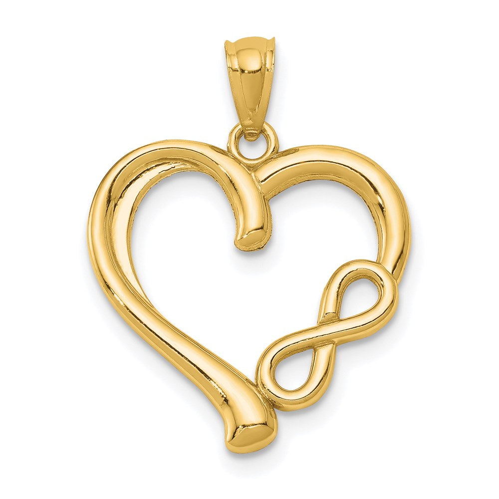 14k Yellow Gold Small Infinity Heart Pendant, 19mm, Item P25873 by The Black Bow Jewelry Co.