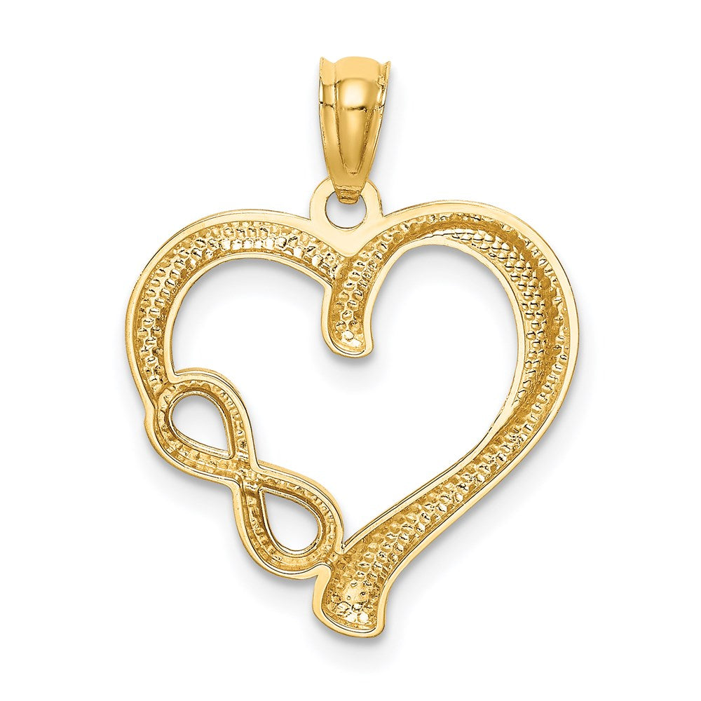 Alternate view of the 14k Yellow Gold Small Infinity Heart Pendant, 19mm by The Black Bow Jewelry Co.