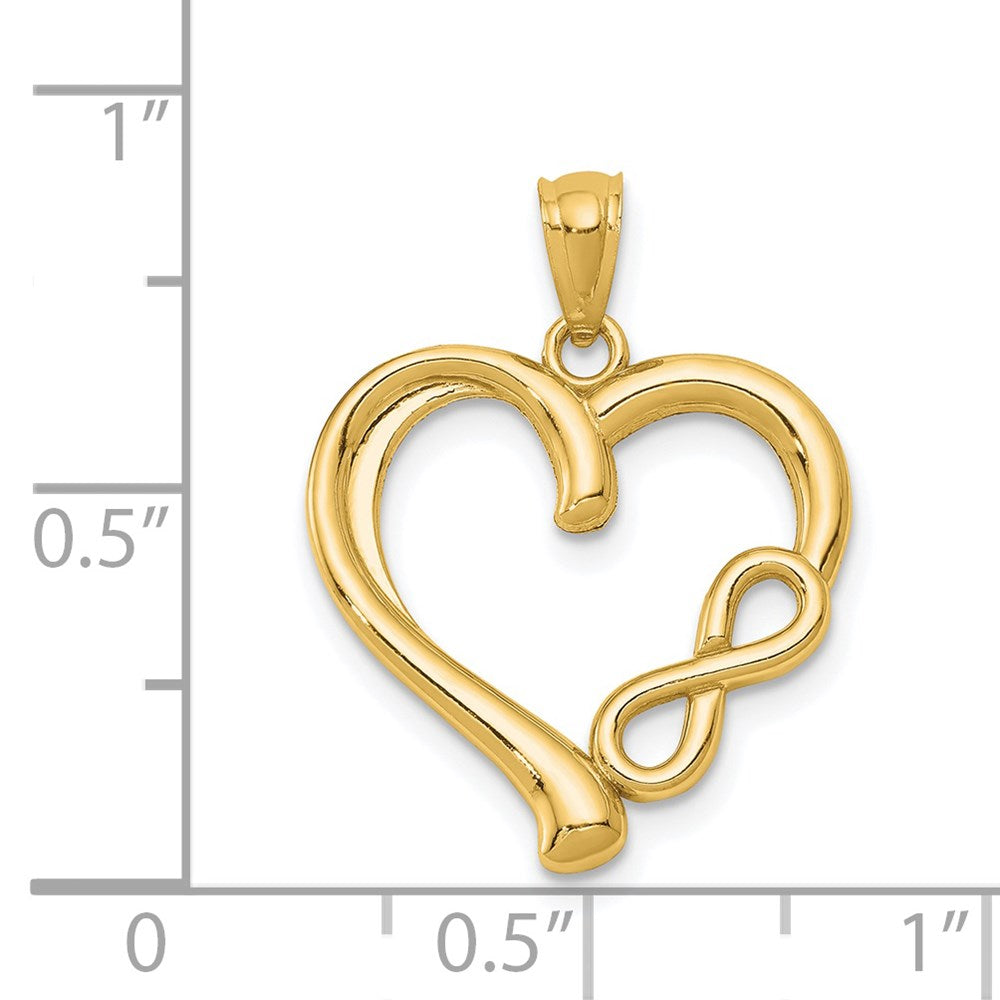 Alternate view of the 14k Yellow Gold Small Infinity Heart Pendant, 19mm by The Black Bow Jewelry Co.