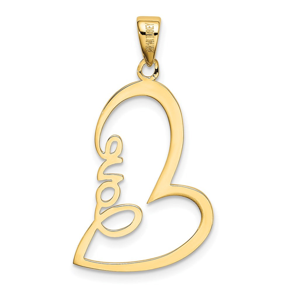 Alternate view of the 14k Yellow Gold Love Heart Pendant, 15mm by The Black Bow Jewelry Co.
