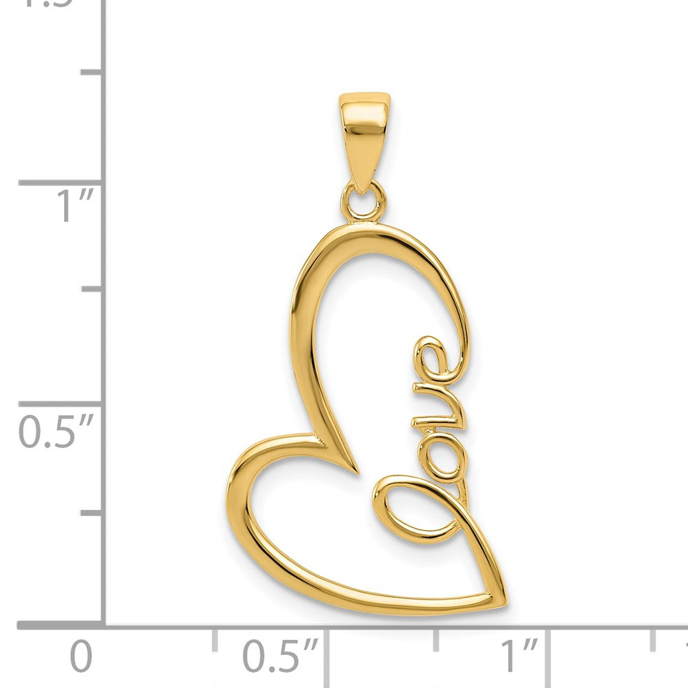Alternate view of the 14k Yellow Gold Love Heart Pendant, 15mm by The Black Bow Jewelry Co.