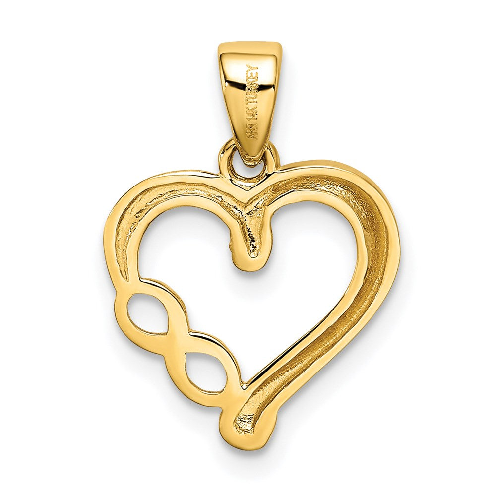 Alternate view of the 14k Yellow Gold and White Rhodium Infinity Heart Pendant, 13mm by The Black Bow Jewelry Co.